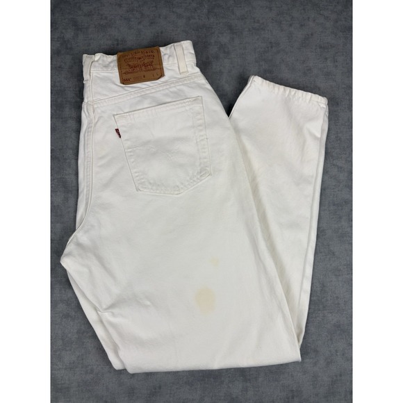 Levi's Denim - Vintage 90s Levis 551 Womens 16 Long White Jeans USA Relaxed Tapered Distressed